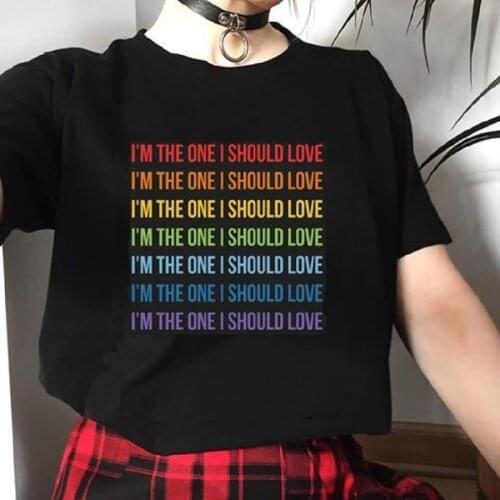 Should Love Letter Printed Bangtan Style women t-shirt Korean Fashion Man days regiment hipster Short Sleeves