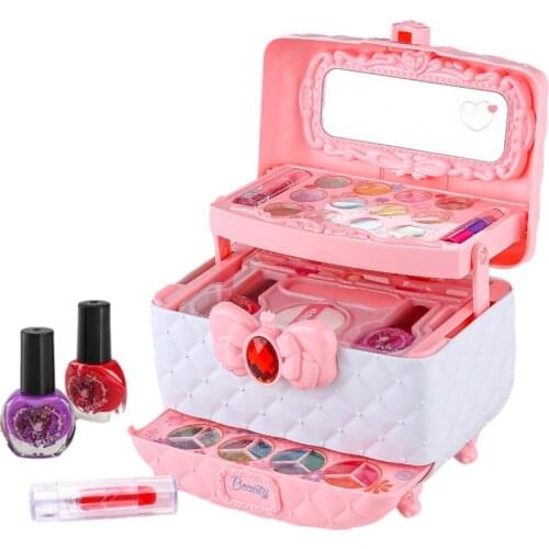 1 Set Kids Makeup Kit For Girls Washable Safe Cosmetics Toys Princess Dress Tables Childrens Cosmetics Birthday Gift