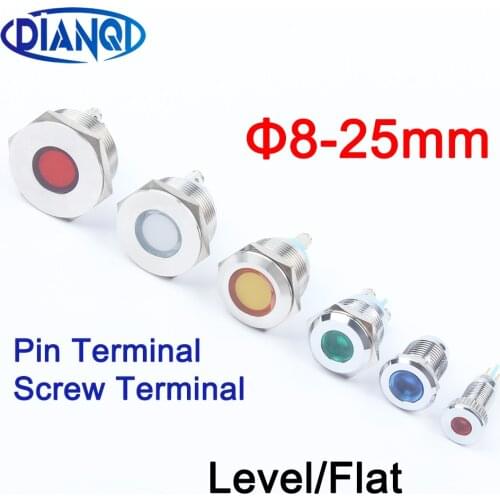 1pcs 8mm 12mm 16mm 19mm 22mm 25mm Waterproof Metal LED Warning Indicator Light Signal Lamp Pilot Wire 3V 5V 6V 12V 24V 110V 220V