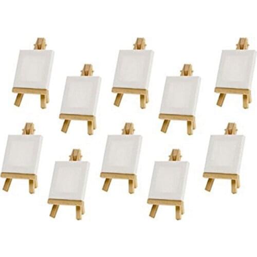 10 Sets Mini Display Easel With Canvas 8X8Cm Wedding Table Numbers Painting Hobby Painting Craft Diy Drawing Small Table Easel G
