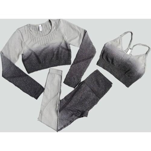 2/3/4pcs Woman Ombre Sportswear Yoga Set Female Fitness Workout Clothes for Women Gym Yoga Outfits 2021 Seamless Athletic Wear