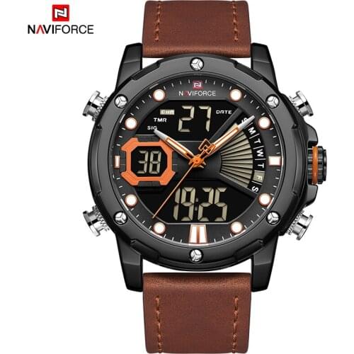 2021NAVIFORCE Man Business Luxury Watches Fashion Quartz Watch for Men Waterproof Dual Display Military Male Clock Relogio Mascu
