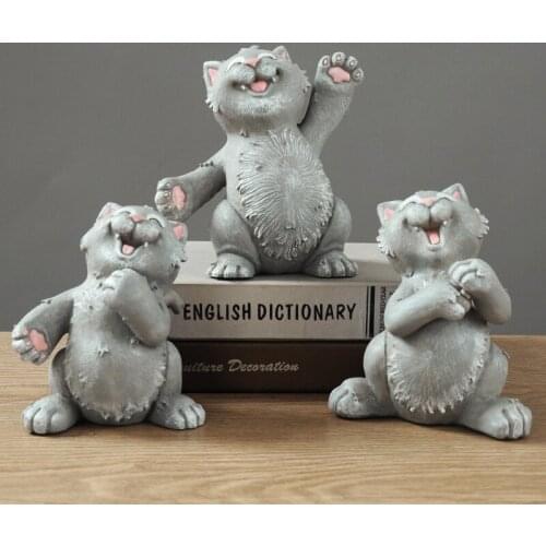 3pc/ set Europe Resin Garfield animal tabletop miniature figurines fairy garden crafts Girl birthday present home decoration