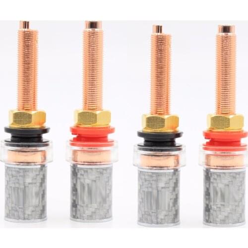 4pcs pure copper plated Carbon Fiber Binding Post Speaker Plug for hifi amp
