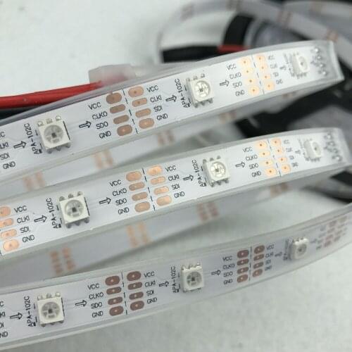5M DC5V 30leds/m SK9822 addressable led pixel strip;IP66;waterproof in silico tube;WHITE PCB;30pixels/m