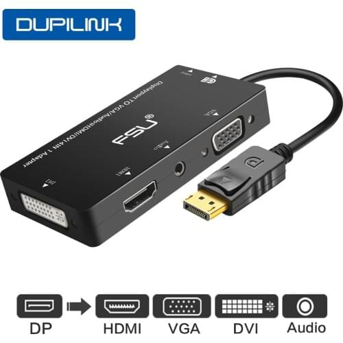 DUPILINK Displayport DP to HDMI Adapter Display Port to DVI VGA 3.5mm Audio Cable Connector For PC Laptop Projector HDMI Adapter