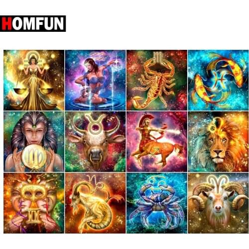HOMFUN Diy 5d Diamond Painting "Twelve constellations" Cross Stitch Square Round Diamond Embroidery Handwork Rhinestone Art