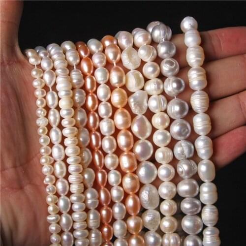 New Fine 100% Natural Freshwater Pearl Irregular Rice Shape Beads For Jewelry Making DIY Bracelet Necklace 7-8mm Strand 14