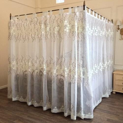 Moustiquaire Palace Embroidered Flower Bed Canopy Quality Fabric Custom-made Lace Square Netting Curtain Bedding Decoration