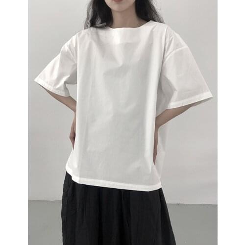 Large 2021 summer new white base shirt Yamamoto dark top design simple solid color T-shirt