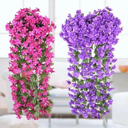 Artificial Fake Violet Flower Hanging Vine Ivy Plants Home Decor Indoor Outdoor Artificial & Dried Flowers