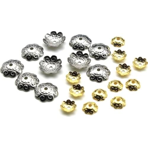 50pcs Stainless Steel Gold Flower Petal Beads Caps Bulk End Spacer Charms Bead Caps For Jewelry Making Accessories DIY Supplies