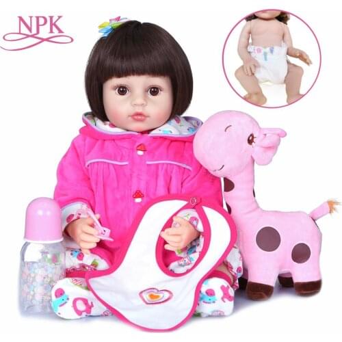 55CM original NPK full body silicone bebe doll rebon todder girl Giraffe dress set likfelike soft touch