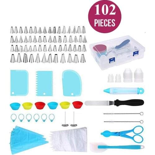 Meibum 102 Pcs Icing Piping Tips Cream Bag Pastry Nozzles Converter Cake Decorating Tools Confectionery Cupcake Dessert Baking
