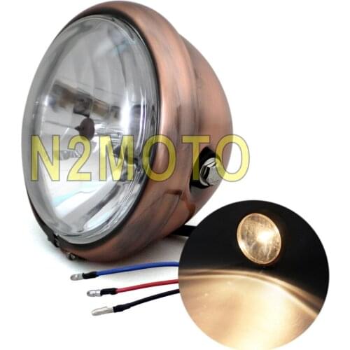 Motorcycle H4 12V 55W Brown Headlight Glass Headlamp Vintage Running Light for Harley Chopper Bobber Cafe Racer Crusier Custom