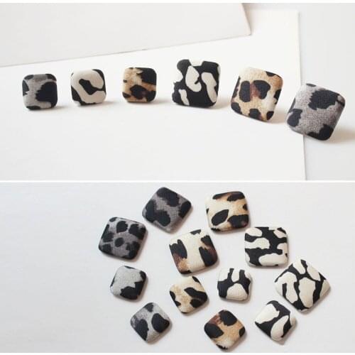New arrived 50pcs/lot color Leopard print geometry square shape flatback Cloth buckle diy jewelry earring/garment accessory