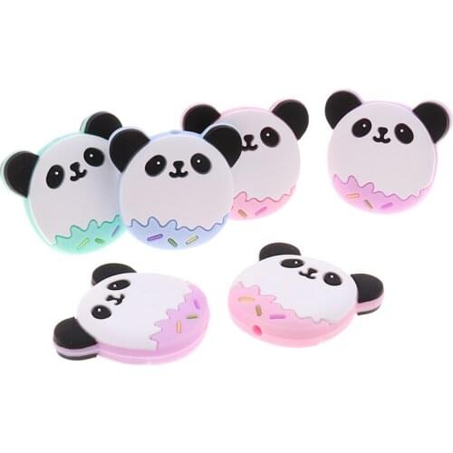 Panda Teething Baby Beads 20PCS BPA Free Silicone Bead DIY Pacifier Holder Animal Rodent Accessories Silicone Teether