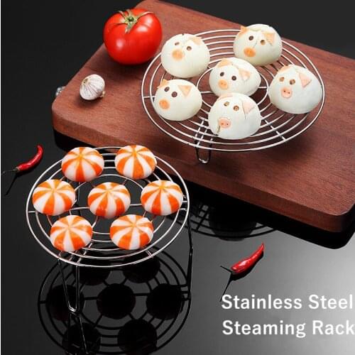 Stainless Steel High Foot Pot Trivet Steamer Rack Round Durable Steaming Tray Cookware Baking Cooling Holder Kitchen Accessories