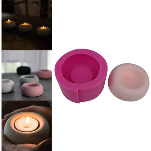 Handmade DIY Concrete Candlestick Silicone Mold Candle Holder Concrete Mould Round Succulent Flowerpot Cement Plaster Clay Mold