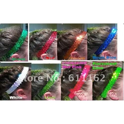 Sequin headbands mix color 2000pcs 1'' baby headbands for girl stretch sequin headband hosf