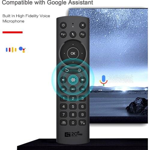 G20S Pro 2.4G Wireless 6-Axis Air Mouse w/ USB Receiver Gyro Smart Voice Remote Control IR Learning Backlight for Android TV Box