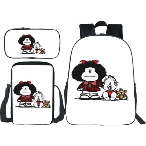 Mafalda Backpack Fashion High Quality Knapsack Boys Girls Bags Aesthetic Kawaii Painting School Bag Pencil Case Shoulder Bag