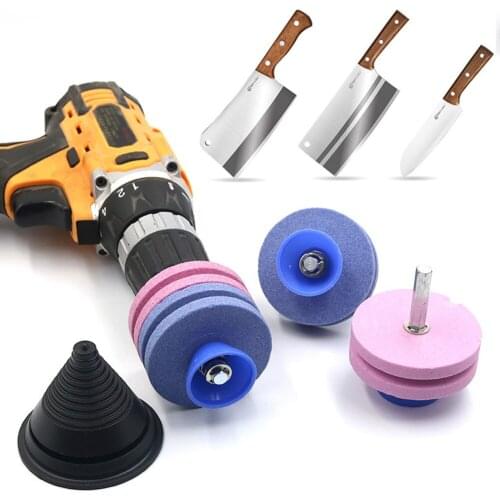 Universal Drilling Whetstone Lawnmower Blade Knife Sharpener Faster Cutting Grass Double Grinding Rotary Garden Accessories Tool