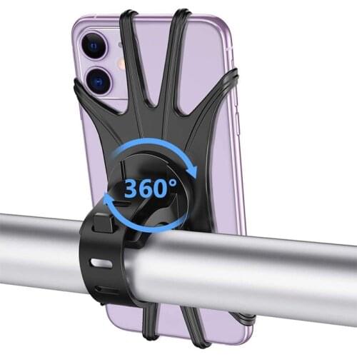 Rotating Silicone Bicycle Bike Mobile Phone Holder Motorcycle Phone Holder For iPhone 11 12 Samsung Auti-Slip Bike Stand Holder