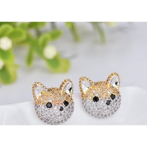 Fashion Small Cute Akita Dog Stud Earrings High Quality Jewelry Wholesale Funny Animal Earrings For Women 2021 New Year Gift