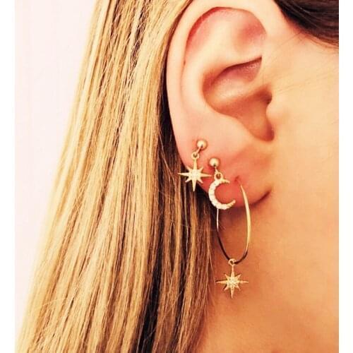 Find Me Vintage Star Moon Earring Sets Women Geometric Alloy Crystal Small Dangle Earrings 2020 Fashion Jewelry Accessories