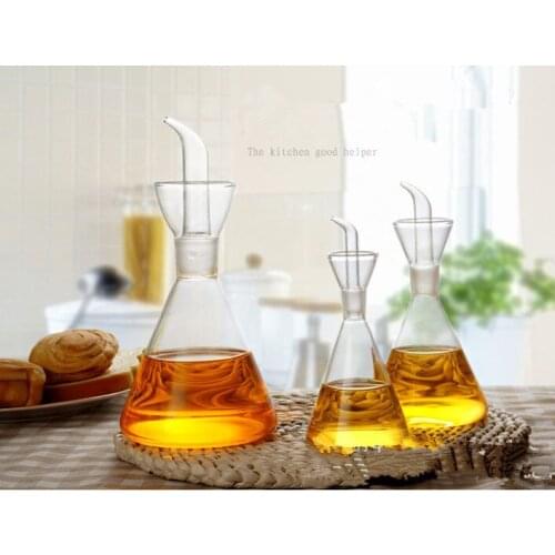 1PC New Glass Olive Oil Vinegar Bottle Pourer Spout Drizzler Cruet Condiment Soy Sauce Kitchen Bottles Cooking Tool OK 0359