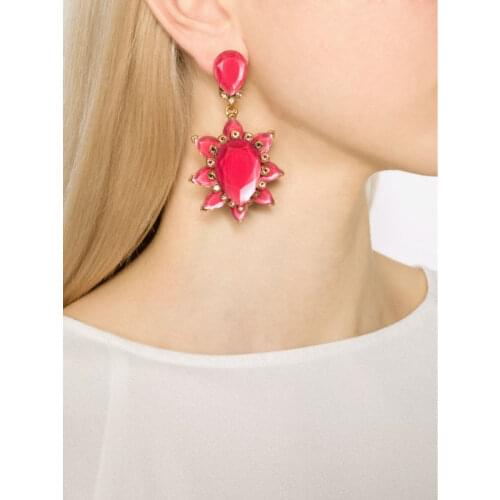 2015 Dangle Earring For Women Faceted Imitation Gemstone Classic Resin Waterdrop Chunky Earring Fashion