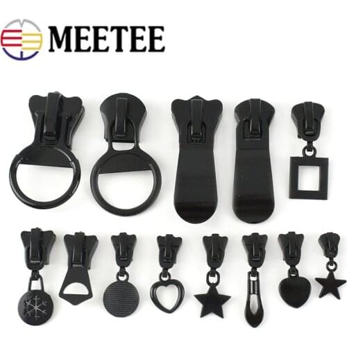 Meetee 5pcs 3# 5# 8# 10# 15# 20# Zipper Silder for Resin Zip Down Jacket Tent Zippers Head Puller DIY Clothing Repair Accessory