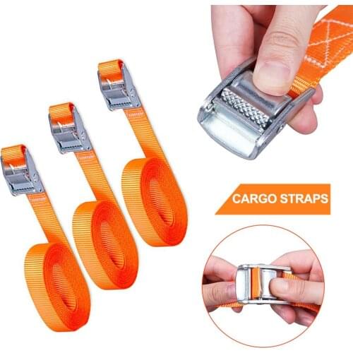 6pcs Buckle Tie-Down Belt 3 Meter Cargo Straps For Car Motorcycle Bike With Metal Buckle Tow Rope Strong Ratchet Belt