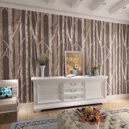 Beibehang Nordic forest trees birch forest non-woven wallpapers simple clothing shops personality restaurant wall paper