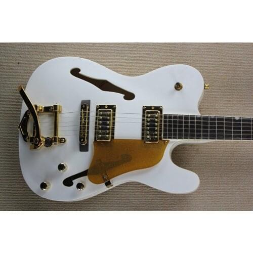 White double f-hole guitar, Tilia body, rosewood finger board, high quality