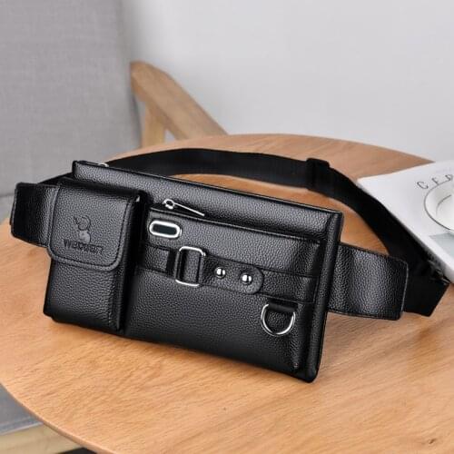 Brand Waist Bag Men Leather Fanny Pack Waist Packs Chest Bag Male Casual Belt Bags Sling Crossbody Bum Bag Belly Waist Packs