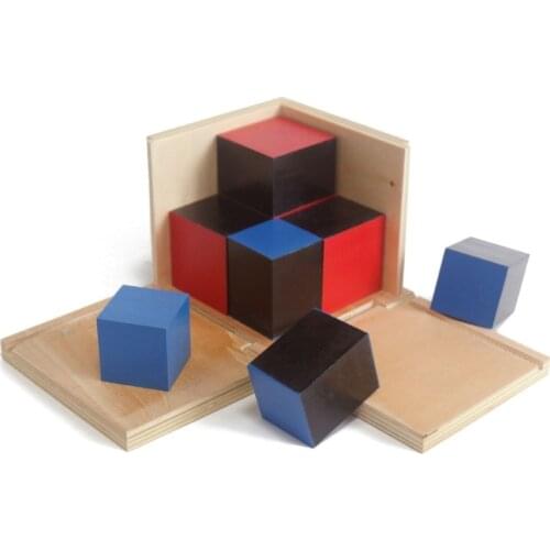 Wooden Montessori Learning Education Math Toys Montessori Trinomial Cube sensory preschool wooden montessori toy learning E1866F