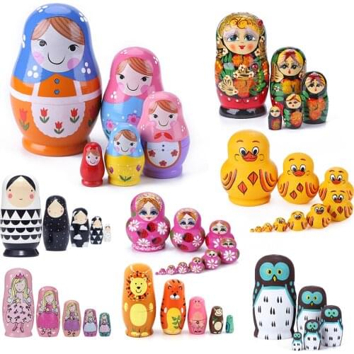 Wood Russian Nesting Dolls Matryoshka Dolls Babushka Hand Paint Best Wishes Kids Christmas New Year Gift Childrens Day Gifts