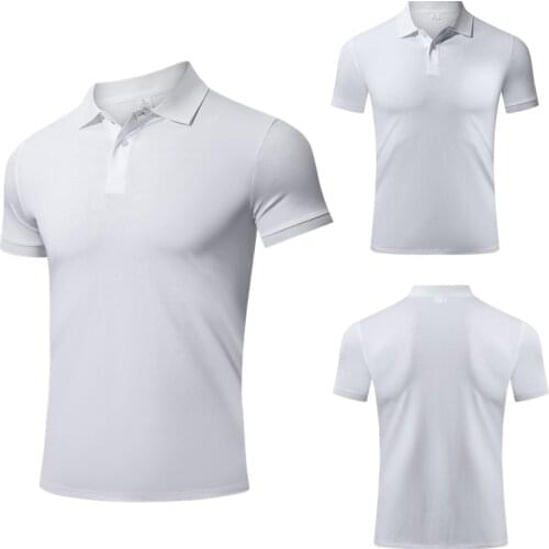 Turndown Collar T Shirt Men Casual Solid Color Soccer Jerseys Short Sleeve T Shirt For Men 100% Cotton Sports Top Mens T-Shirt