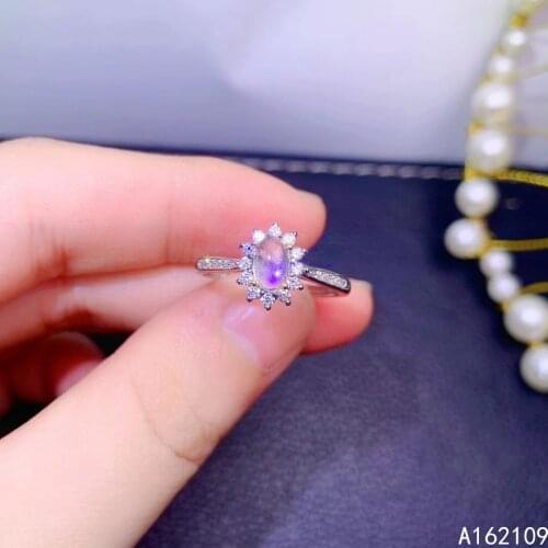 Fine Jewelry 925 Sterling Silver Inset With Natural Transparent Gem Female Luxury Exquisite Moonstone Adjustable Ring Support De