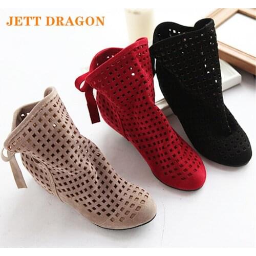 JETT DRAGON Hollow Summer Boots Bootie 2021 New Shoes Lace Openwork Crochet Boots Plus Size 34-43 Hollow Fashion Women Boots