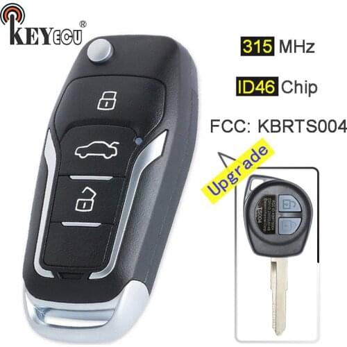 KEYECU 315MHz ID46 Chip FCC: KBRTS004 Upgraded Flip 2 Button Remote Key Fob for Suzuki Swift SX4 Alto Vitara Ignis Jimny Splash