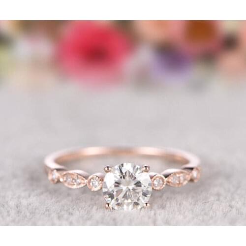100% Natural Diamond 14K Rose Gold Rings for Women Wedding Bands Luxury Fine Fashion Jewelry Couple Wedding Joyeria Fina Gift