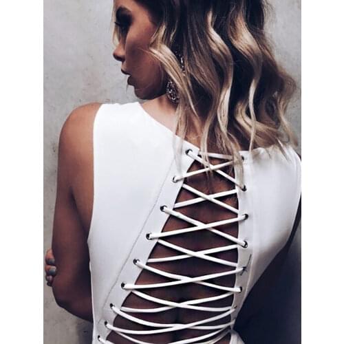 NewAsia Garden Sexy Bodysuit Backless Lace Up Bodysuits Rompers Women Jumpsuit Body Feminino Girls Playsuit 2018 Femme Overalls