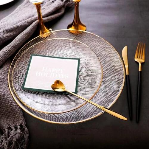 Creative Phnom Penh Transparent Hammer Grain Glass Plate Swing Western Food Plate Steak Plate Table Saucer Household Fruit Plate