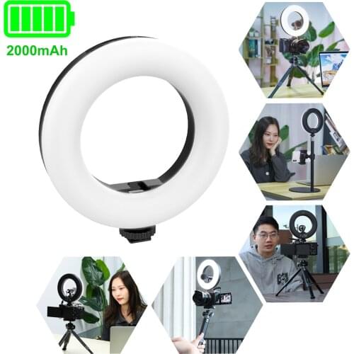 VIJIM VL64 6" Mini LED Ring Light 2000mAh Rechargable Selfie Beauty Light 3200K-5600K Adjustable Ringlight for Vlog Live Stream