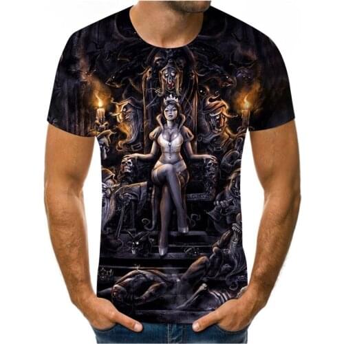 Trend 2021 short-sleeved O-neck 3D printing summer scary skeleton bamboo hot sale t-shirt mens breathable sports T-shirt