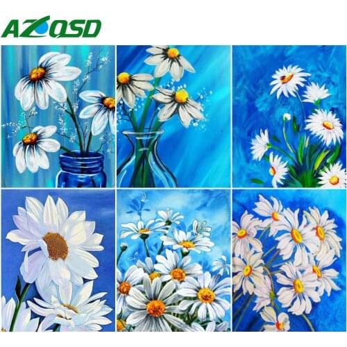 AZQSD DIY Painting By Number Canvas Kits Flowers Unique Gift 40x50cm Coloring By Numbers Daisy Home Bedroom Wall Artwork