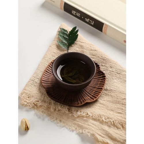 Natural Walnut Wood Placemats Four-Leaf coasters Flower Shaped Decor Heat Resistant Drink Mat Coffee Cup Pad Table Coffee Pad